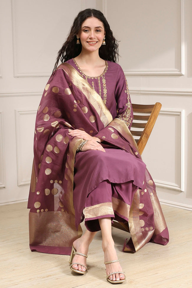 Ruche Noor Embroidered Straight Suit Set