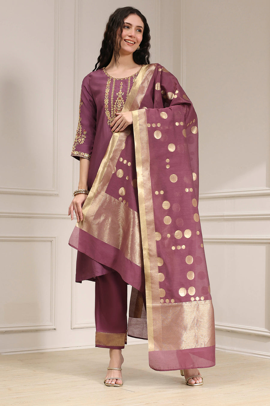 Ruche Noor Embroidered Straight Suit Set